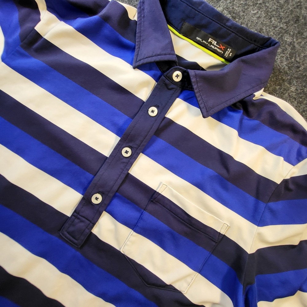 RLX Ralph Lauren Polo Golf Shirt Blue Striped Men's Small